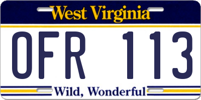 WV license plate OFR113