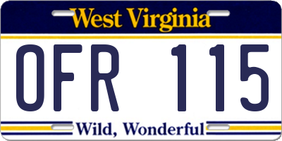 WV license plate OFR115