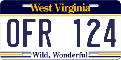WV license plate OFR124