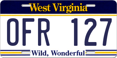 WV license plate OFR127