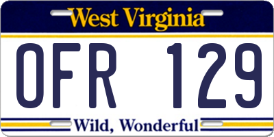 WV license plate OFR129