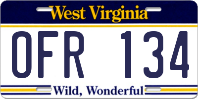WV license plate OFR134