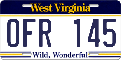 WV license plate OFR145