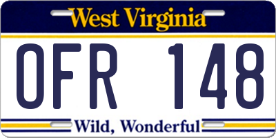 WV license plate OFR148