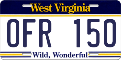 WV license plate OFR150