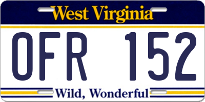 WV license plate OFR152