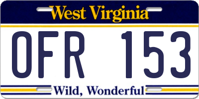 WV license plate OFR153