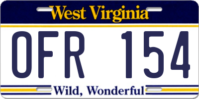 WV license plate OFR154
