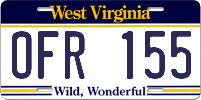 WV license plate OFR155