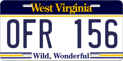 WV license plate OFR156