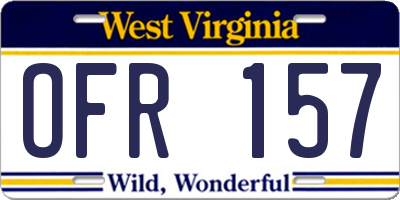 WV license plate OFR157