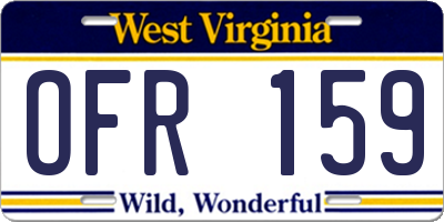 WV license plate OFR159