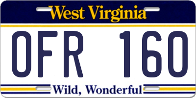 WV license plate OFR160