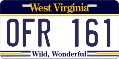 WV license plate OFR161