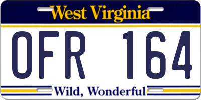 WV license plate OFR164