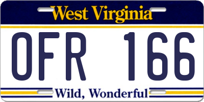 WV license plate OFR166