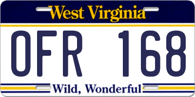 WV license plate OFR168
