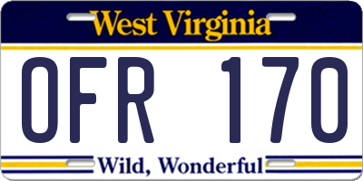 WV license plate OFR170