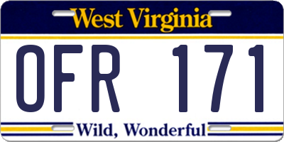 WV license plate OFR171