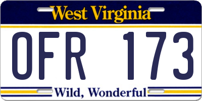 WV license plate OFR173