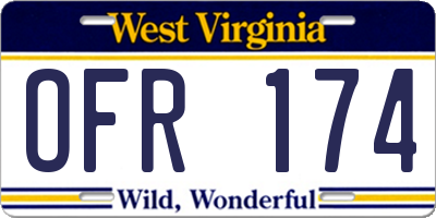 WV license plate OFR174