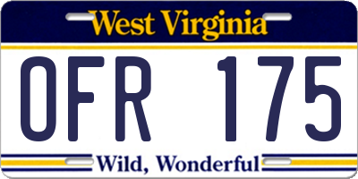 WV license plate OFR175