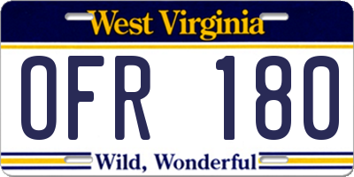 WV license plate OFR180