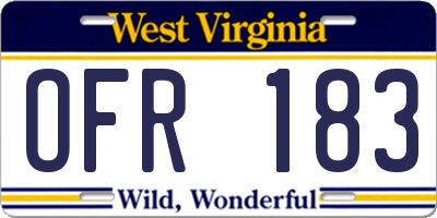 WV license plate OFR183