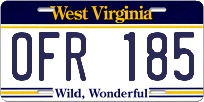 WV license plate OFR185