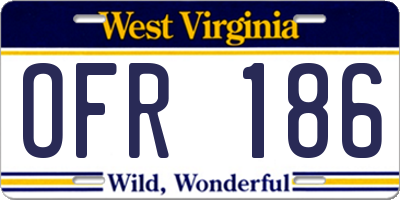 WV license plate OFR186