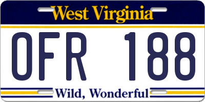WV license plate OFR188