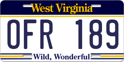 WV license plate OFR189