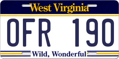 WV license plate OFR190