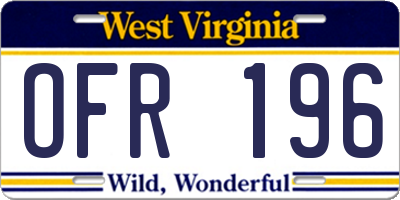 WV license plate OFR196