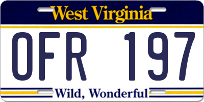 WV license plate OFR197