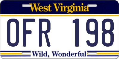WV license plate OFR198