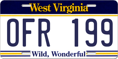 WV license plate OFR199