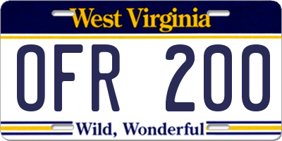 WV license plate OFR200