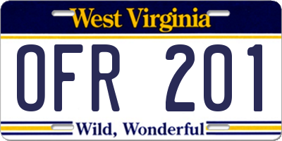 WV license plate OFR201