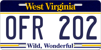 WV license plate OFR202