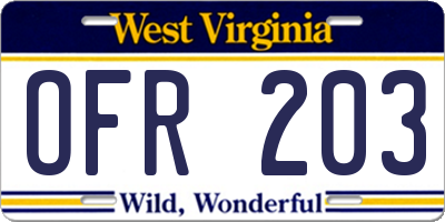 WV license plate OFR203
