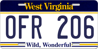 WV license plate OFR206