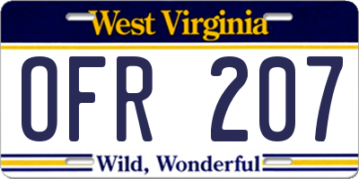 WV license plate OFR207