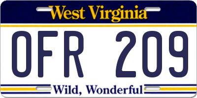 WV license plate OFR209