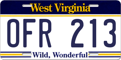 WV license plate OFR213