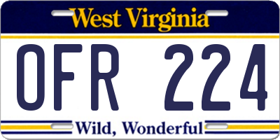 WV license plate OFR224