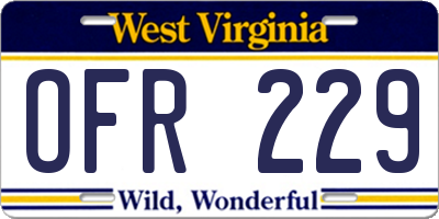 WV license plate OFR229