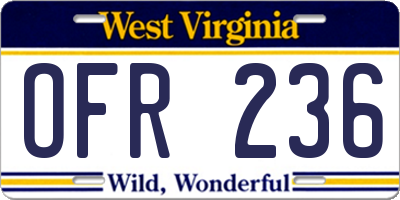 WV license plate OFR236