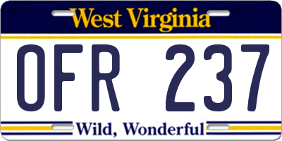 WV license plate OFR237