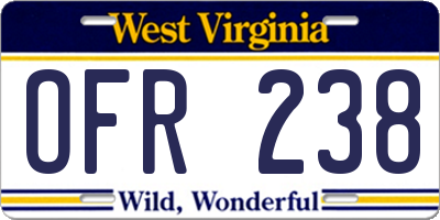 WV license plate OFR238